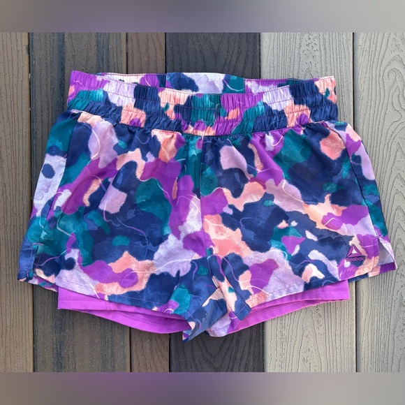 Reebok Pants - Reebok Women's Purple and Blue Athletic Shorts